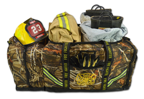 fireman gear bag Lightning X Premium Camouflage 3XL Firefighter Step-In Gear Bag w/ Hel – FireRescueStore.com