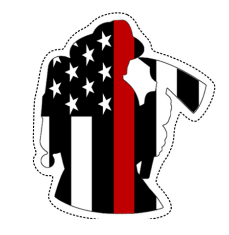 Thin Red Line Ribbon Firefighter Sticker Decal v2 - Rotten Remains